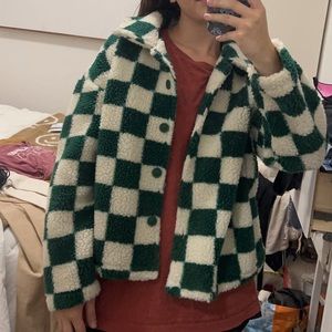 Green and White Checkered Jacket